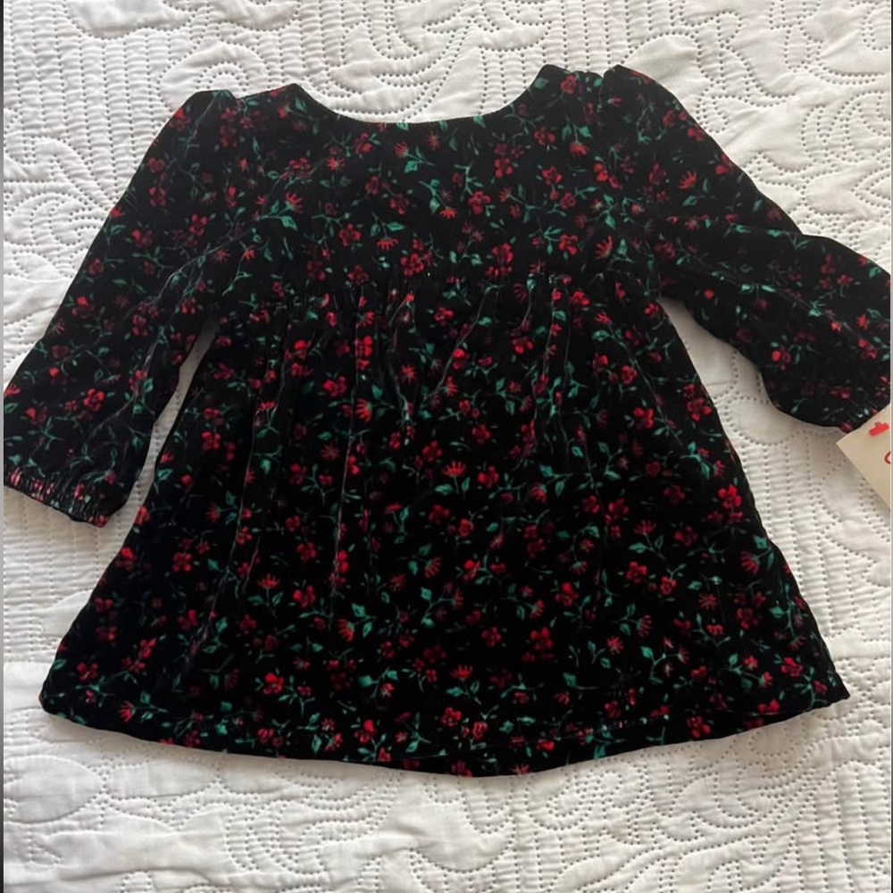 Cat & Jack Black Dress with Red Floral Pattern